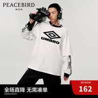 太平鸟【AIRxPEACE】太平鸟男装印花长袖T恤球衣B3DCC4B24 白色 L