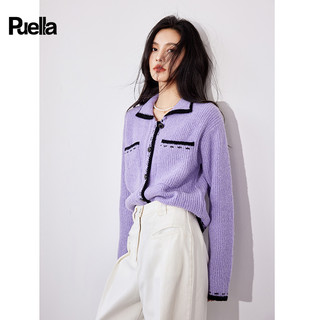 拉夏贝尔Puella紫色针织开衫女法式小众温柔风打底衫减龄宽松毛衣