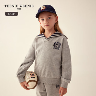 Teenie Weenie Kids小熊童装女童23年秋季运动校园风卫衣卫裤 中灰色（卫衣） 130cm