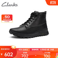 Clarks其乐城市户外系列男士春季防滑缓震休闲工装靴高帮鞋男 黑色261642327 40
