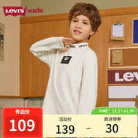 Levi's李维斯童装男童长袖T恤秋季儿童半高领女童上衣中性 豆腐白 140/68(S)
