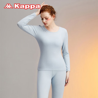 KAPPA【舒适裸感棉】卡帕保暖内衣女士睡衣大码圆领贴身保暖套装女 雾蓝 M