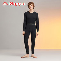 KAPPA【舒适裸感棉】卡帕冬季保暖内衣修身打底时尚男士套装弹力两件套 黑色 L