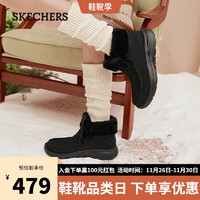 Skechers女士时尚加厚雪地靴舒适保暖靴子144423 BBK全黑色 37 
