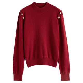 自巧小个子纯羊毛红色毛衣女加厚秋冬高级感上衣打底衫 圣诞红 XS(151-153cm左右参考)