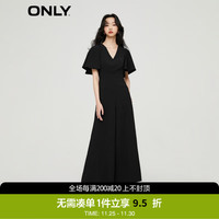 ONLY 冬通勤风V领宽松阔腿连体休闲裤女|123344007 H1Z 黑色BLACK 160/64A/SR