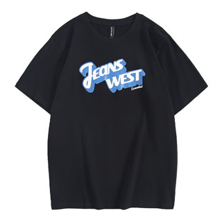 JEANSWEST 真维斯 男装 秋 圆领印花短袖T恤JW 黑色2010 170/88A/S