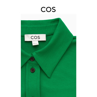 COS女装 修身版型尖领纽扣式针织衬衫绿色1100835001M