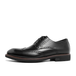 森达（SENDA）男鞋牛皮英伦布洛克通勤商务休闲皮鞋男士正装鞋Z4-03CM0黑色41