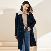 LILY丽丽 秋冬季舒适保暖全绵羊毛气质纯色高级感毛呢外套大衣