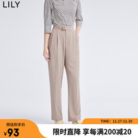 丽丽 LILY夏女装气质纯色通勤款高腰显瘦直筒裤腿西装裤休闲裤 706驼色 L