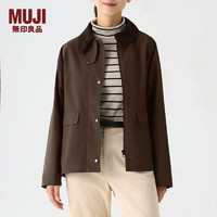 无印良品MUJI 女式 不易沾水 灯芯绒领夹克 短款休闲外套  BDE92C4S 深棕色 S