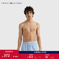 TOMMY HILFIGER23男装三条装纯棉舒适透气松紧腰四角裤平角内裤UM0UM02847 天蓝色/深蓝色/蓝色条纹0XT M