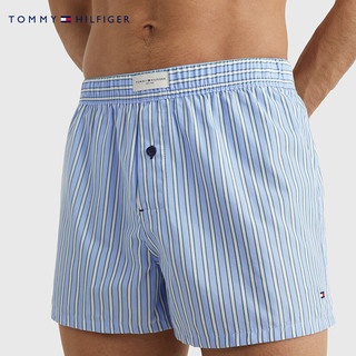 TOMMY HILFIGER23男装三条装纯棉舒适透气松紧腰四角裤平角内裤UM0UM02847 天蓝色/深蓝色/蓝色条纹0XT M