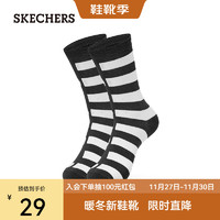 斯凯奇（Skechers）秋冬男女奶茶熊波点条纹中筒袜子L422U175 黑白波点拼条纹/02ZV 男款（适合39-43码）