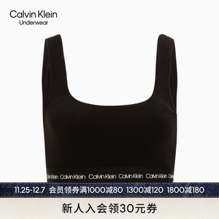 卡尔文·克莱恩 Calvin Klein 内衣女士循环LOGO舒适可卸衬垫无钢圈棉质透气文胸QP2630O UB1-黑色 L