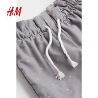 H&M HM童装女婴儿童裤子纯棉松紧腰休闲八分裤登山裤长裤1076146