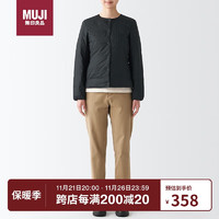 MUJI 無印良品 无印良品（MUJI）女式 便携式 无领羽绒夹克 保暖贴身 短款 黑色 M