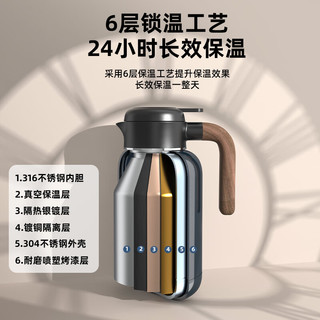 名锐（MINGRUI）闷茶壶焖泡茶壶茶水分离保温壶家用大容量316不锈钢刻字 【316真空焖茶壶】珐琅灰1200ML