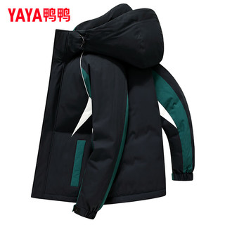 鸭鸭羽绒服鸭鸭（YAYA）羽绒服男女同款连帽短款工装时尚休闲帅气保暖外套DY 2347藏青色 160/80A(XS)