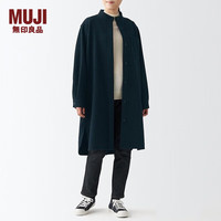 無印良品 MUJI(無印良品 )女式 起毛 弹力 立领束腰长上衣 长款外套 BCJ30C2A 藏青色 S