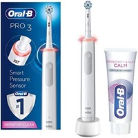 Oral-B 欧乐-B 欧乐B Pro 3 电动牙刷套装,带智能压力传感器,1 个带木炭刷毛的牙刷头