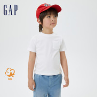 Gap男幼童纯棉T恤669948夏季儿童装可爱运动白色短袖上衣