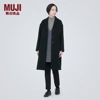 无印良品 無印良品 MUJI 女式 羊毛混 切斯特大衣 长款外套 毛呢大衣秋冬BDA20C3A 黑色 S(155/80A)