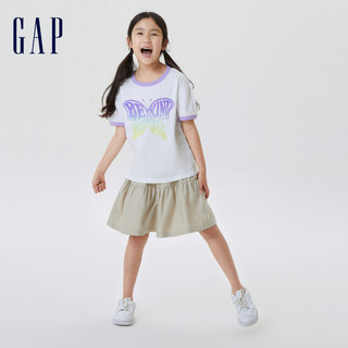 Gap女童纯棉闪粉印花短袖T恤714122儿童装洋气上衣