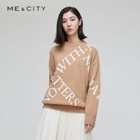 MECITY女装冬季款休闲时尚绵织字母提花长袖套头毛衫女