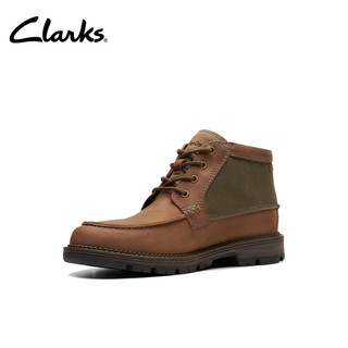 Clarks 其乐 枫徒系列男鞋经典防水高帮休闲户外耐磨登山靴防水增高厚底 棕色 261759017 43