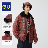 GU极优 男女同款bp设计师联名 格纹大衣茄克 保暖冬季外套 350459