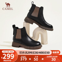 CAMEL 骆驼 英伦风切尔西靴子女马丁靴烟筒靴短靴 L23W283066黑色 35