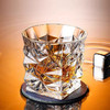 繁铺 玻璃威士忌酒杯家用创意欧式雕花烈酒杯洋酒杯套装玻璃杯茶水杯 透明冰裂杯1个装
