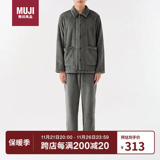 无印良品（MUJI）男式 暖柔家居睡衣套装 家居服 睡衣 炭灰色 Ｌ～ＸＬ 