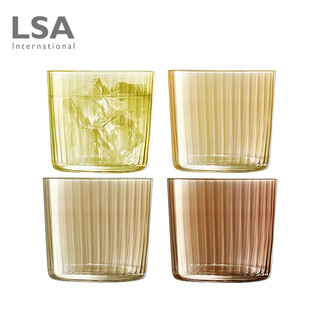 LSA 英国LSA  四只手工宝石幻彩色水杯玻璃杯家用耐热果汁杯套装