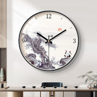 BBA 挂钟新中式客厅家用古典挂表中国风艺术钟表12英寸 山水松鹤