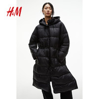 H&M HM女装羽绒服疏水保暖休闲羽绒服外套中长款1195735