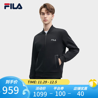 FILA 斐乐 xTHE MET男士针织长袖外套莫奈简约棒球领上衣 正黑色-BK 185/104A/XXL