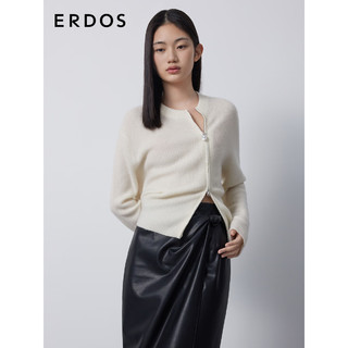 ERDOS 圆领双开拉链针织巴洛克珍珠扣宽松女开衫羊绒衫 白 165/88A/L