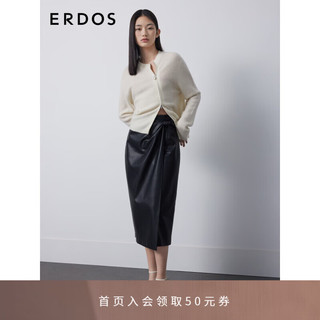 ERDOS 圆领双开拉链针织巴洛克珍珠扣宽松女开衫羊绒衫 白 165/88A/L