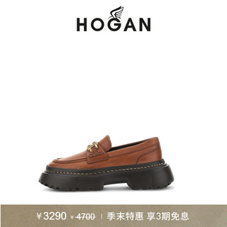 HOGAN H619系列 女士中跟乐福鞋 HXW6480EP20KXT 棕色 35