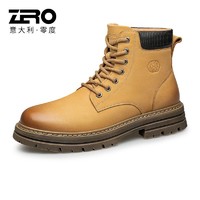 ZERO 零度男鞋马丁靴2023冬季高帮工装靴耐磨靴子真皮时尚户外鞋子