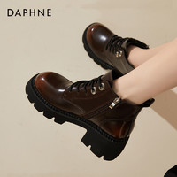 Daphne达芙妮 质感爆炸~厚底马丁靴女2023高跟英伦风增高短靴