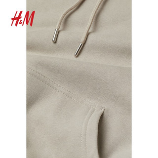 H&M 女装卫衣秋装女款长袖复古休闲宽松纯色套头卫衣连帽衫0456163 浅米灰色 155/80A