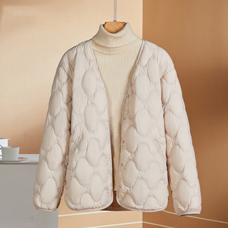 雅鹿内胆短款内搭轻薄款服女冬季保暖外套亲子装 米白 175(成人140-160斤)