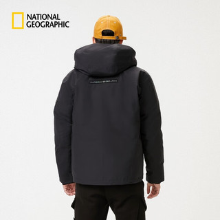 National Geographic国家地理男士轻便保暖连帽中长款鸭绒羽绒服 碳黑色CARBON BLACK 180/100A
