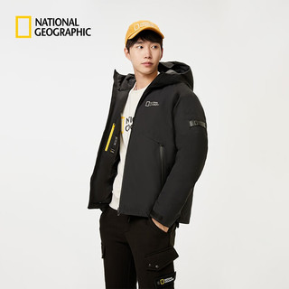 National Geographic国家地理男士轻便保暖连帽中长款鸭绒羽绒服 碳黑色CARBON BLACK 180/100A