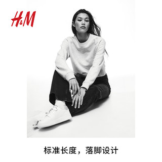 H&M女装牛仔裤时尚休闲修身微喇高腰牛仔裤1074295 黑色 160/72A