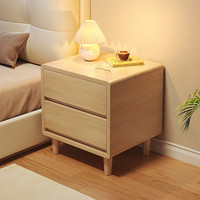 普派实木床头柜简约带抽屉实木床边柜全实木床头柜储物收纳免安装 【免安装全实木】原木色43cm